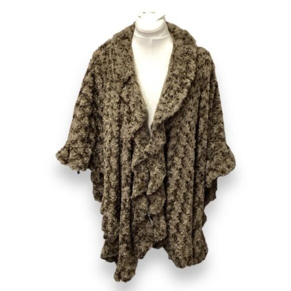 Faux Fur Wrap Shawl Ruana Coatigan Cozy Snuggle G Design - Picture 1 of 6
